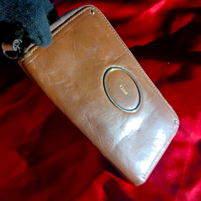 Authentic Chloe Light Brown Gold Hardware Long Leather Wallet Clutch